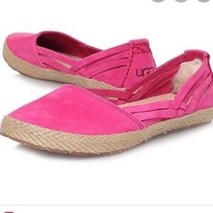 Women Pink Leather Cicily Espadrille Pump Like New